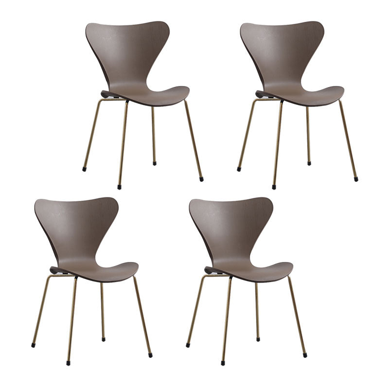 Home Wingback Dining Armless Chairs Indoor Dining Side Chairs with Metal Legs