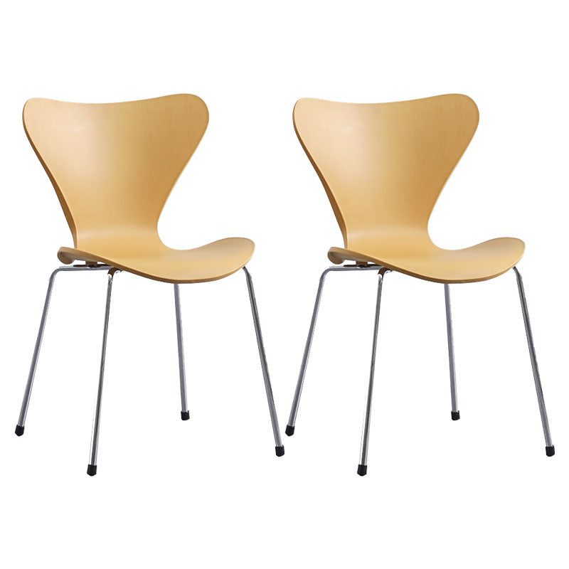 Home Wingback Dining Armless Chairs Indoor Dining Side Chairs with Metal Legs