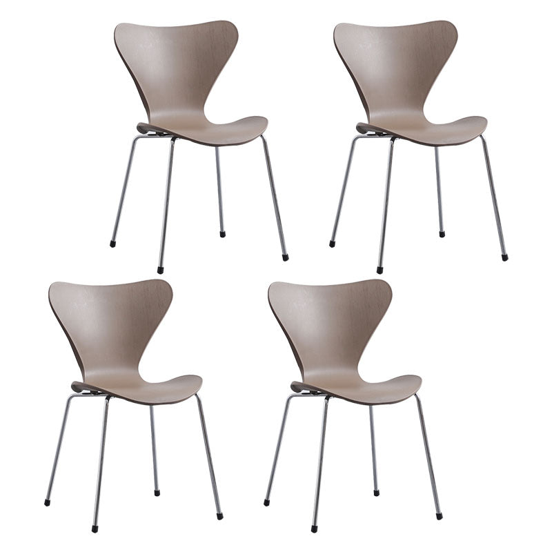 Home Wingback Dining Armless Chairs Indoor Dining Side Chairs with Metal Legs