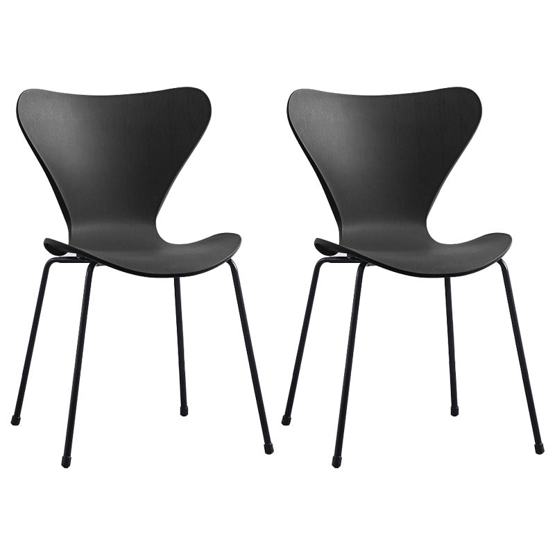 Home Wingback Dining Armless Chairs Indoor Dining Side Chairs with Metal Legs