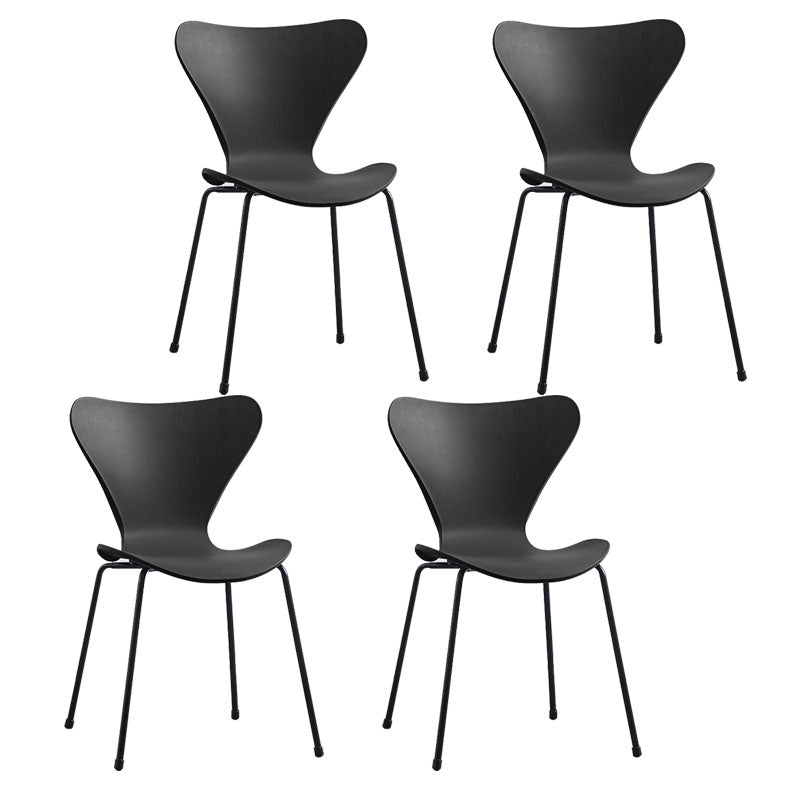 Home Wingback Dining Armless Chairs Indoor Dining Side Chairs with Metal Legs