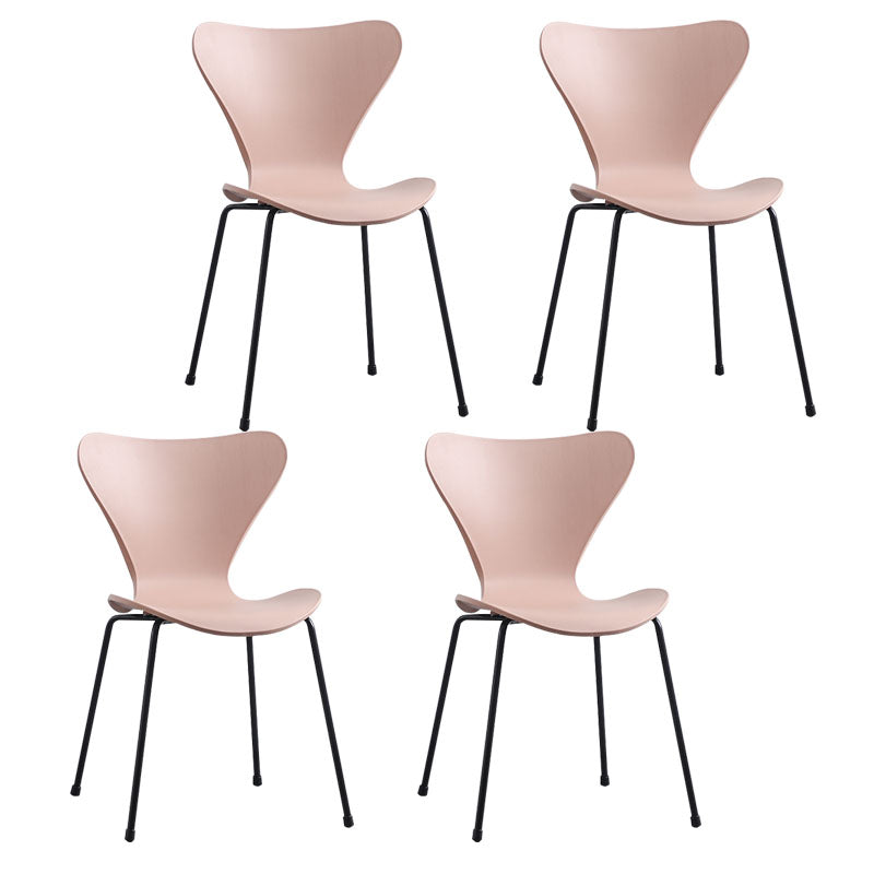 Home Wingback Dining Armless Chairs Indoor Dining Side Chairs with Metal Legs