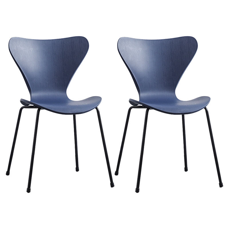 Home Wingback Dining Armless Chairs Indoor Dining Side Chairs with Metal Legs