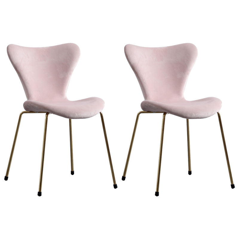 Home Wingback Dining Armless Chairs Indoor Dining Side Chairs with Metal Legs