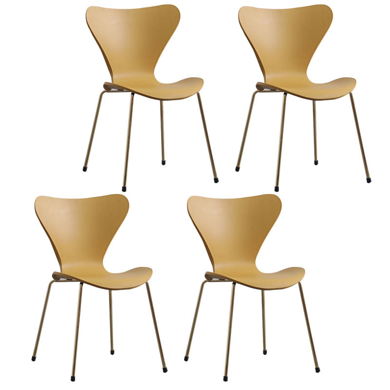 Home Wingback Dining Armless Chairs Indoor Dining Side Chairs with Metal Legs