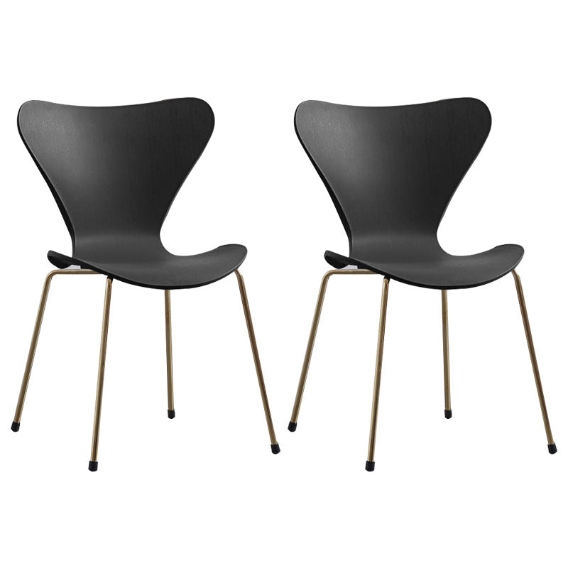 Home Wingback Dining Armless Chairs Indoor Dining Side Chairs with Metal Legs