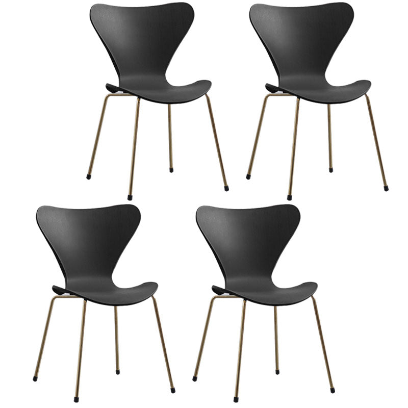Home Wingback Dining Armless Chairs Indoor Dining Side Chairs with Metal Legs