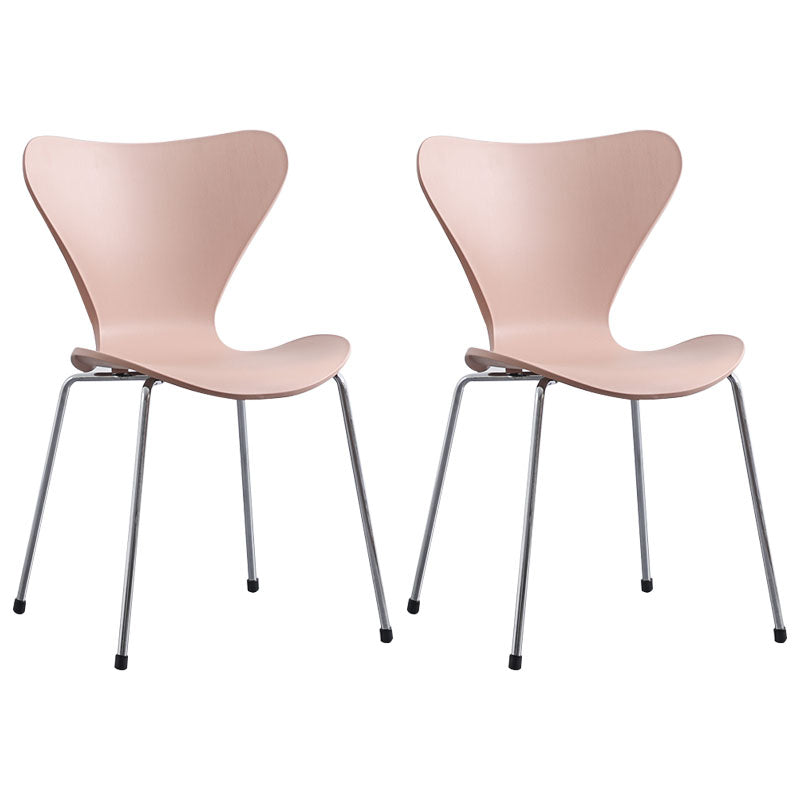Home Wingback Dining Armless Chairs Indoor Dining Side Chairs with Metal Legs