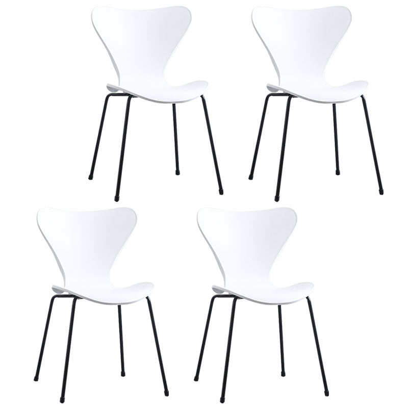 Home Wingback Dining Armless Chairs Indoor Dining Side Chairs with Metal Legs