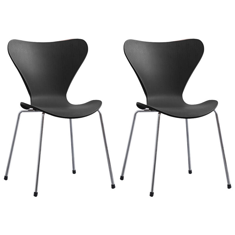 Home Wingback Dining Armless Chairs Indoor Dining Side Chairs with Metal Legs