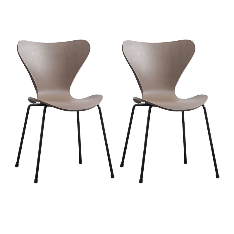 Home Wingback Dining Armless Chairs Indoor Dining Side Chairs with Metal Legs