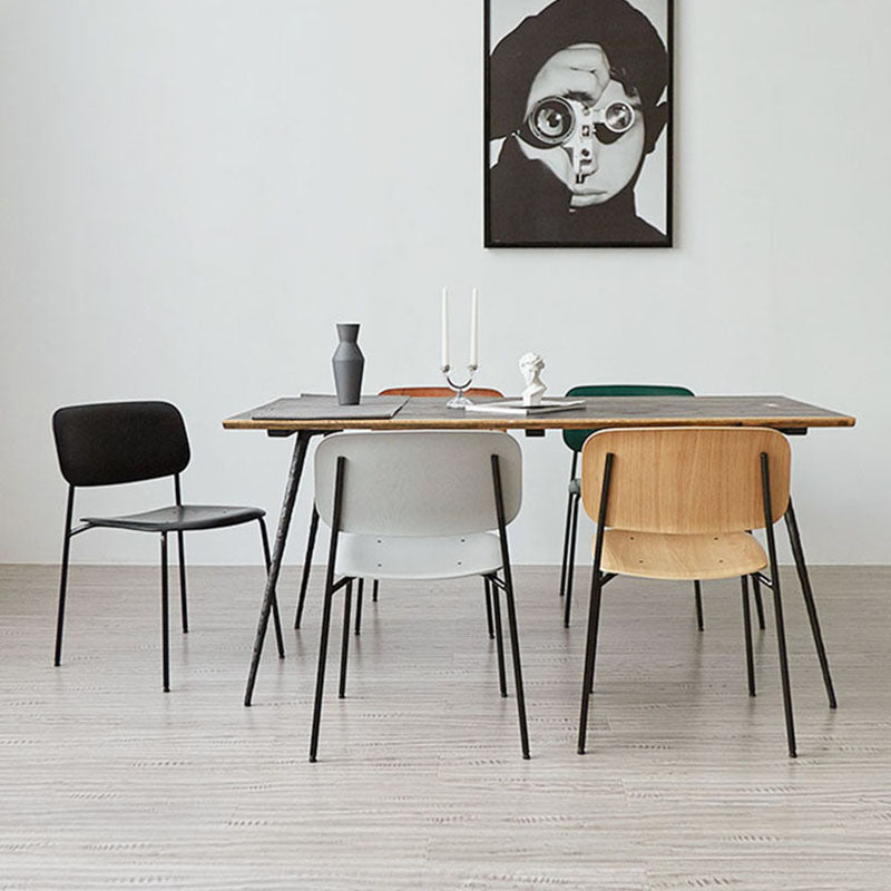 Chaise de salle à manger industrielle en métal, sans accoudoirs, à dossier ouvert, pour usage domestique