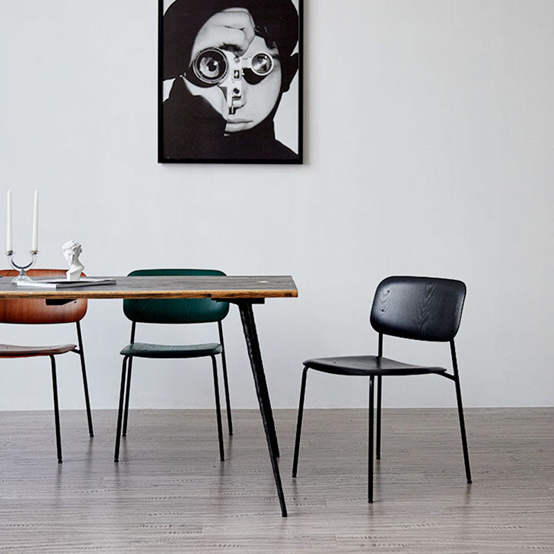 Chaise de salle à manger industrielle en métal, sans accoudoirs, à dossier ouvert, pour usage domestique