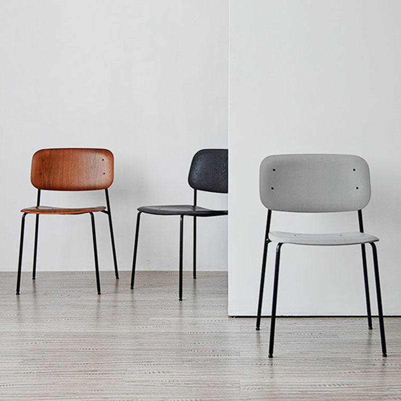Chaise de salle à manger industrielle en métal, sans accoudoirs, à dossier ouvert, pour usage domestique