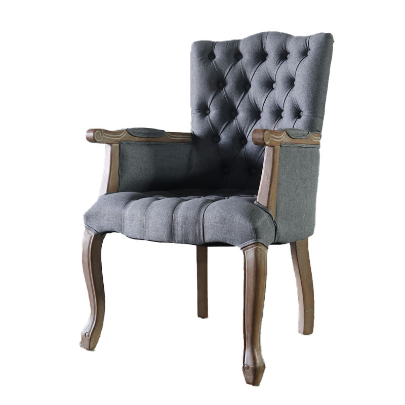 Chaise de salle à manger en bois Glam, fauteuil de salle à manger unique en tissu lin pour Restaurant