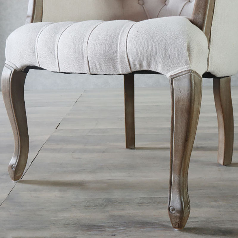 Chaise de salle à manger en bois Glam, fauteuil de salle à manger unique en tissu lin pour Restaurant