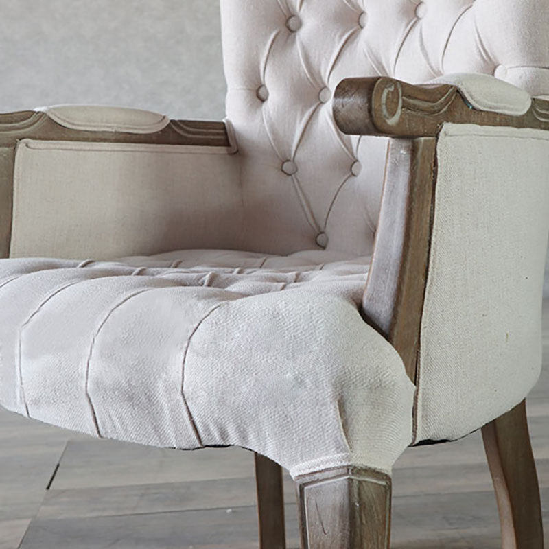 Chaise de salle à manger en bois Glam, fauteuil de salle à manger unique en tissu lin pour Restaurant