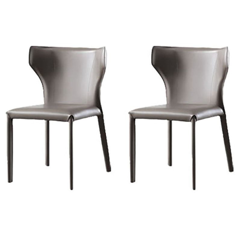 Modern Indoor-Outdoor Dining Room Chairs Wingback Parsons Armless Chair (Set of 2)