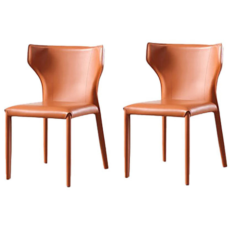 Modern Indoor-Outdoor Dining Room Chairs Wingback Parsons Armless Chair (Set of 2)