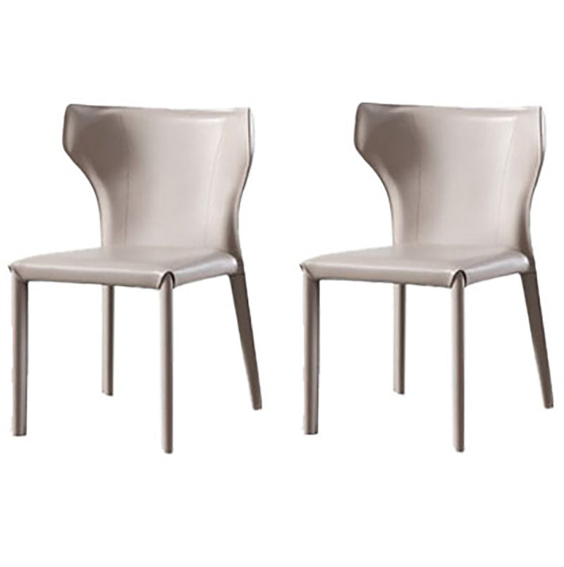Modern Indoor-Outdoor Dining Room Chairs Wingback Parsons Armless Chair (Set of 2)