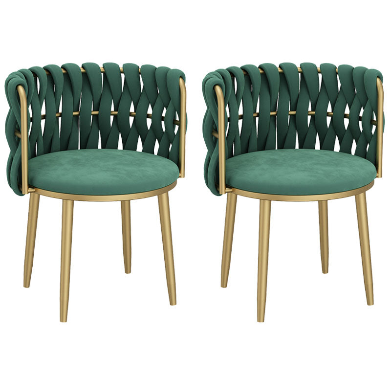 Noordse metalen eetkamerstoelen fluwelen armloze eetkamerstoelen voor restaurant