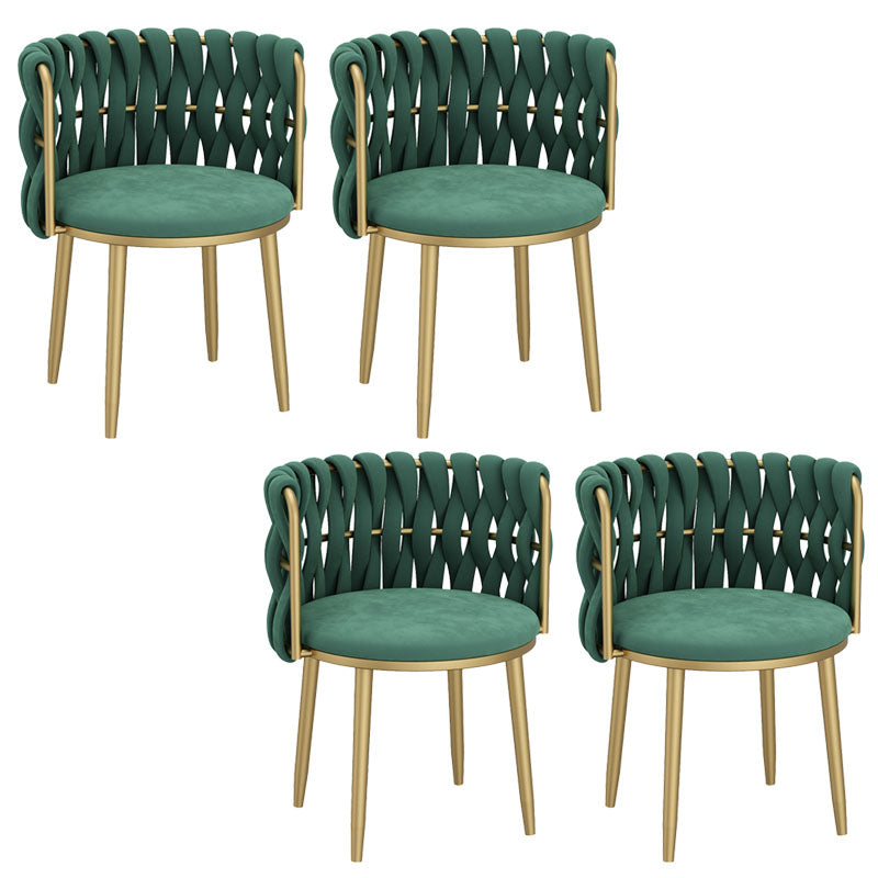 Noordse metalen eetkamerstoelen fluwelen armloze eetkamerstoelen voor restaurant