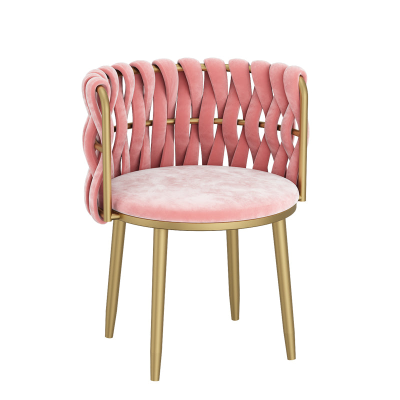 Noordse metalen eetkamerstoelen fluwelen armloze eetkamerstoelen voor restaurant