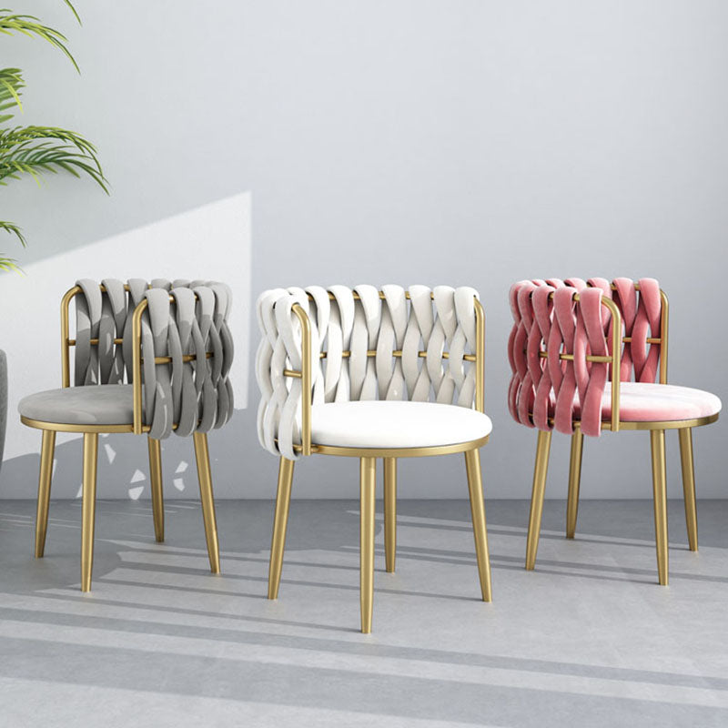 Noordse metalen eetkamerstoelen fluwelen armloze eetkamerstoelen voor restaurant