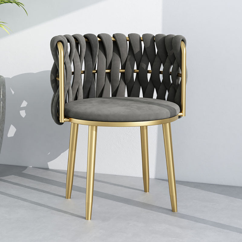 Noordse metalen eetkamerstoelen fluwelen armloze eetkamerstoelen voor restaurant