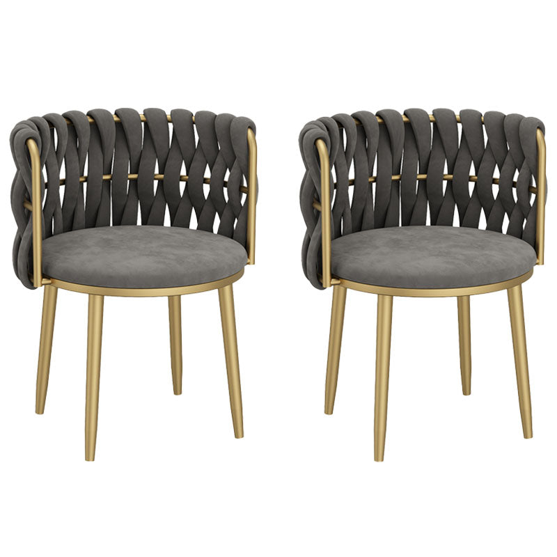Noordse metalen eetkamerstoelen fluwelen armloze eetkamerstoelen voor restaurant