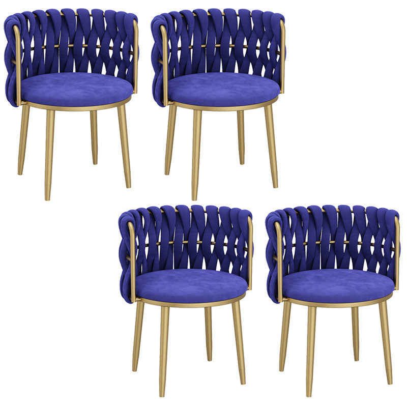 Noordse metalen eetkamerstoelen fluwelen armloze eetkamerstoelen voor restaurant