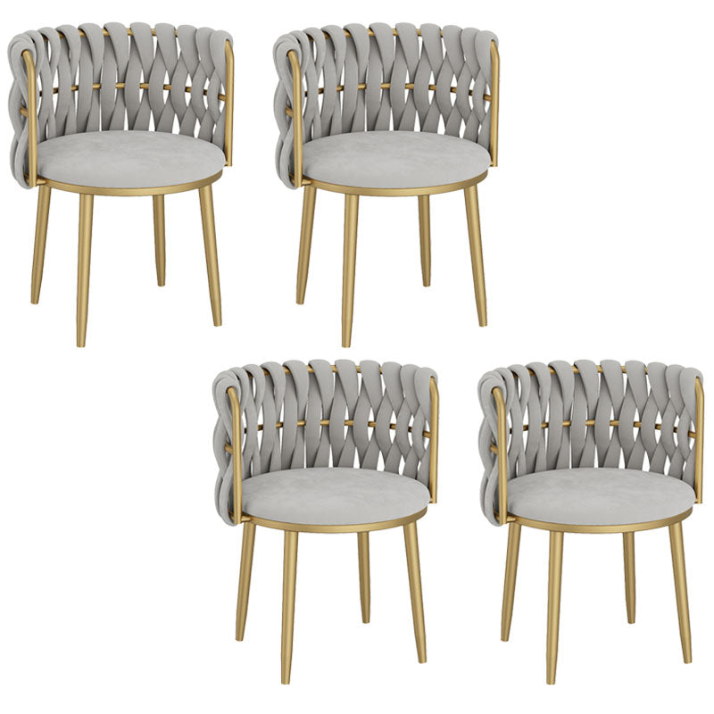 Noordse metalen eetkamerstoelen fluwelen armloze eetkamerstoelen voor restaurant