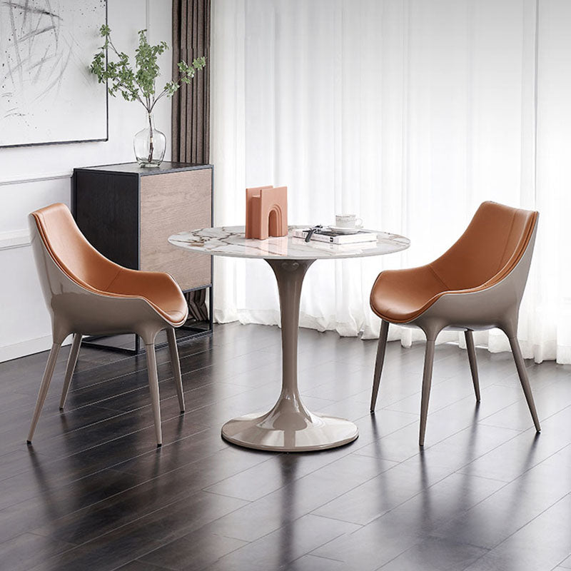 Silla de comedor de metal de estilo moderno, sillas laterales con brazo de comedor para cocina (juego de 2)