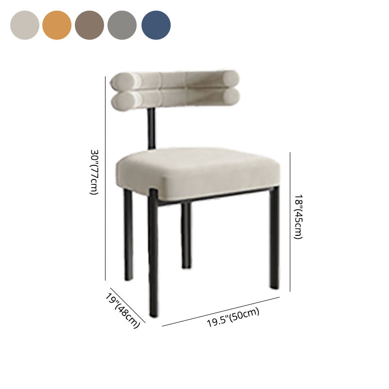 Silla auxiliar de café de terciopelo estilo diseñador, silla de comedor abierta de colores fríos (juego de 2)