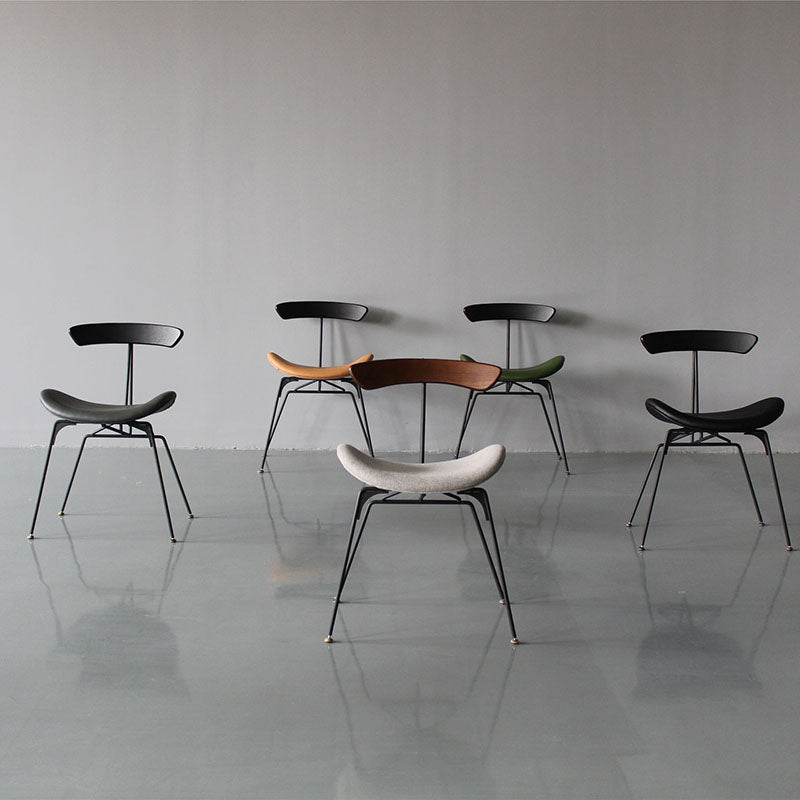 Silla lateral tapizada industrial para comedor, acabado mate, parte trasera abierta, silla de comedor