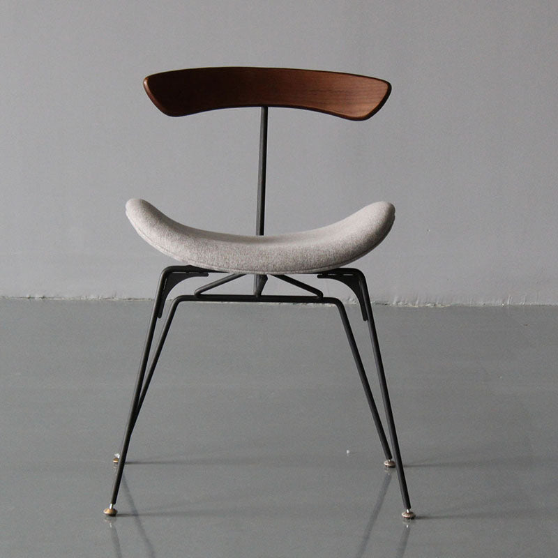 Silla lateral tapizada industrial para comedor, acabado mate, parte trasera abierta, silla de comedor