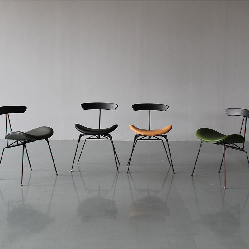 Silla lateral tapizada industrial para comedor, acabado mate, parte trasera abierta, silla de comedor