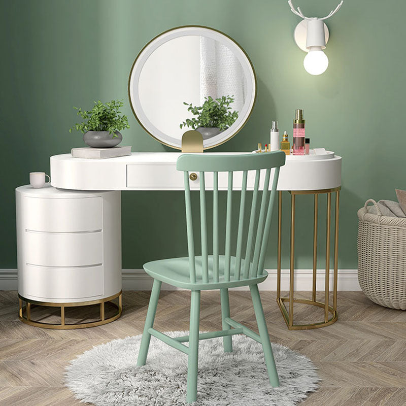 Silla auxiliar escandinava de interior tapizada en madera con respaldo Windsor (juego de 2)