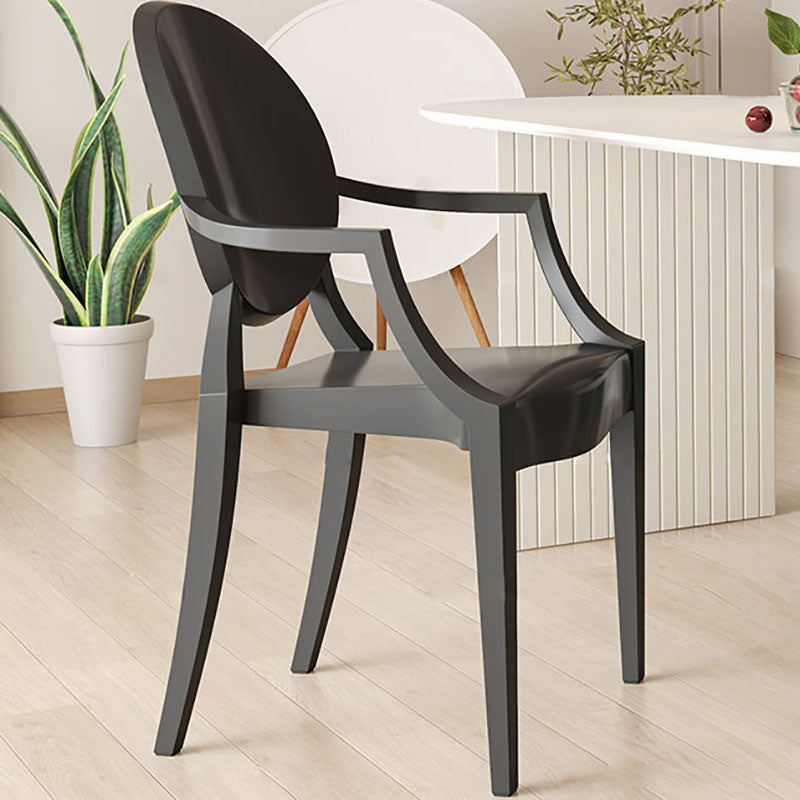 Sillón de comedor de plástico de estilo nórdico, silla lateral de comedor con respaldo abierto para uso doméstico