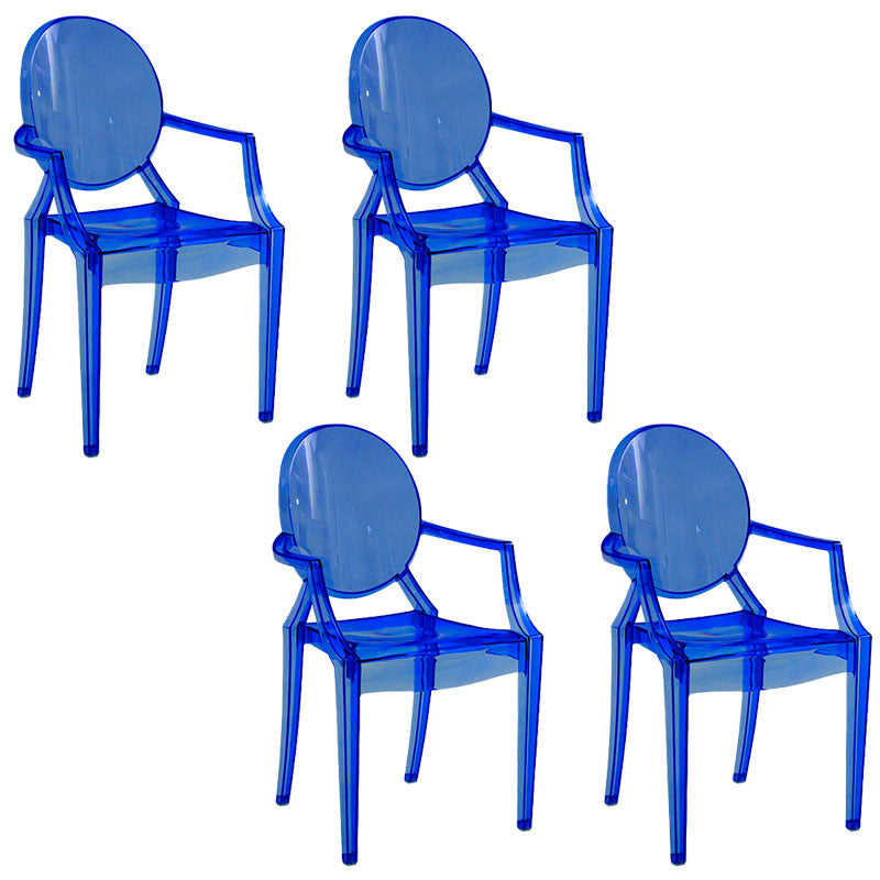 Sillón de comedor de plástico de estilo nórdico, silla lateral de comedor con respaldo abierto para uso doméstico
