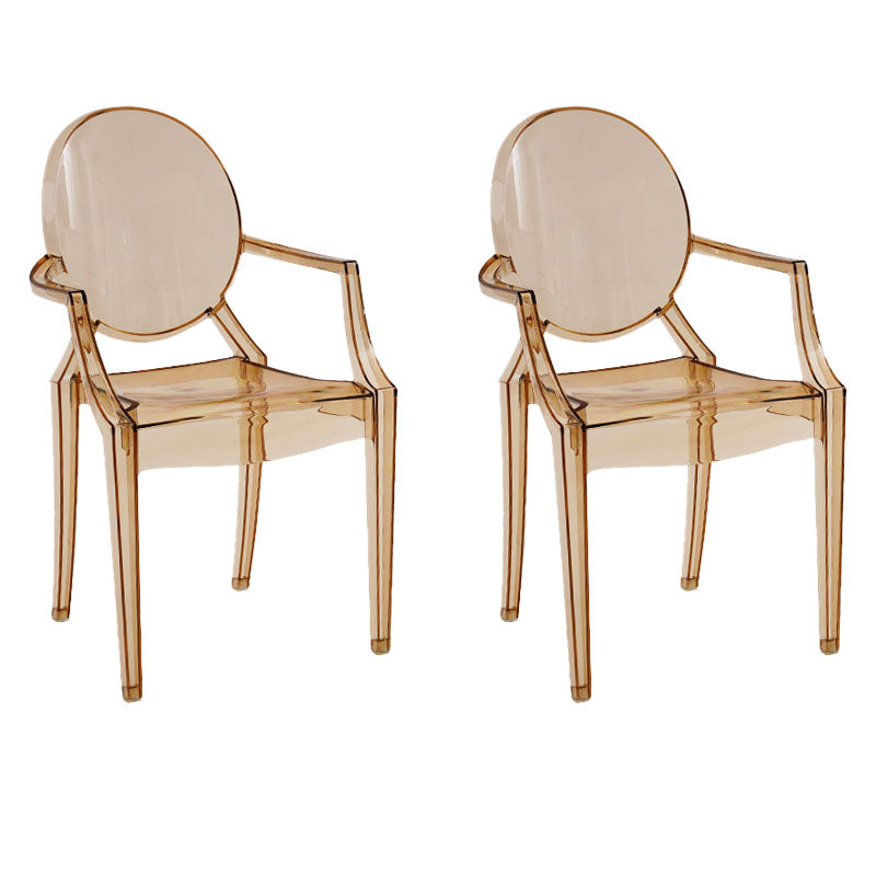 Sillón de comedor de plástico de estilo nórdico, silla lateral de comedor con respaldo abierto para uso doméstico