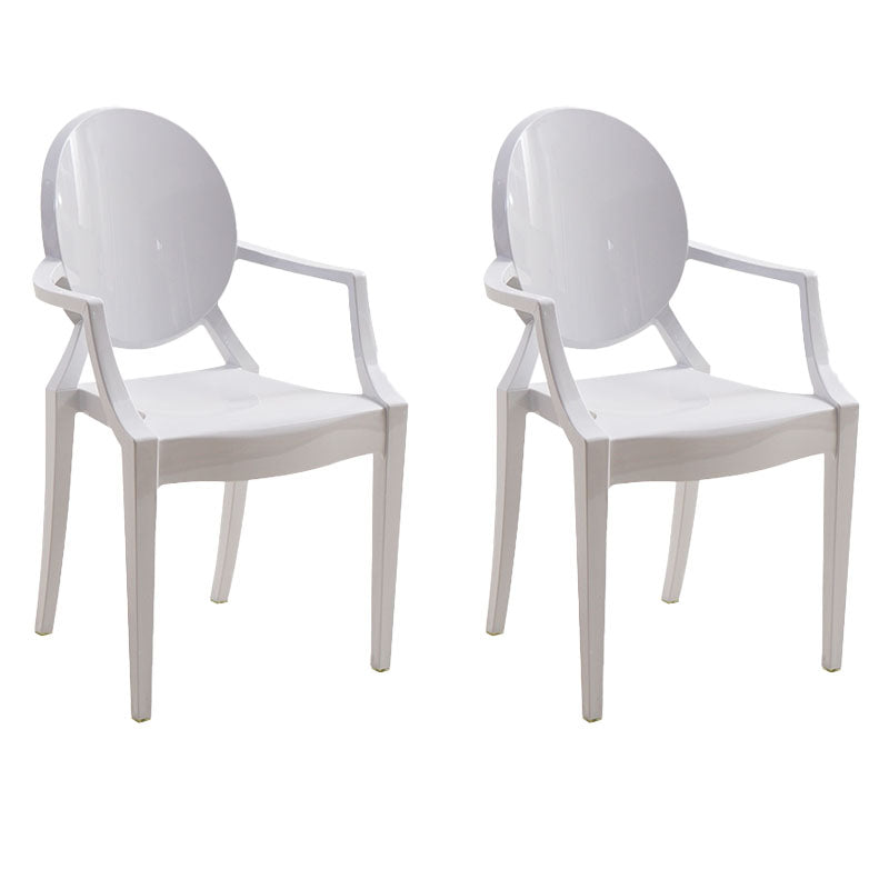 Sillón de comedor de plástico de estilo nórdico, silla lateral de comedor con respaldo abierto para uso doméstico