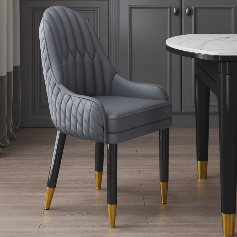 Sillón interior escandinavo tapizado con respaldo Parsons, silla de comedor de madera