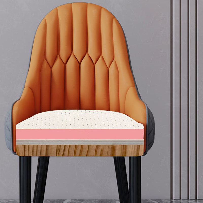 Sillón interior escandinavo tapizado con respaldo Parsons, silla de comedor de madera