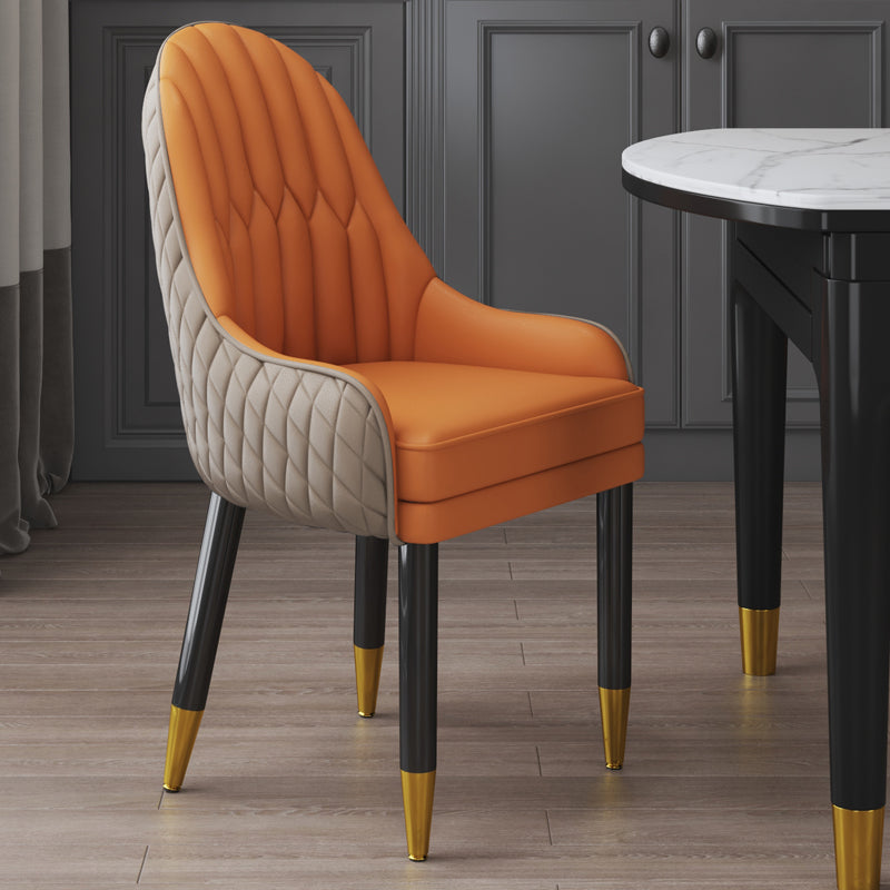 Sillón interior escandinavo tapizado con respaldo Parsons, silla de comedor de madera