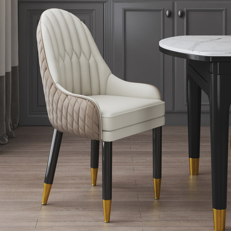 Sillón interior escandinavo tapizado con respaldo Parsons, silla de comedor de madera