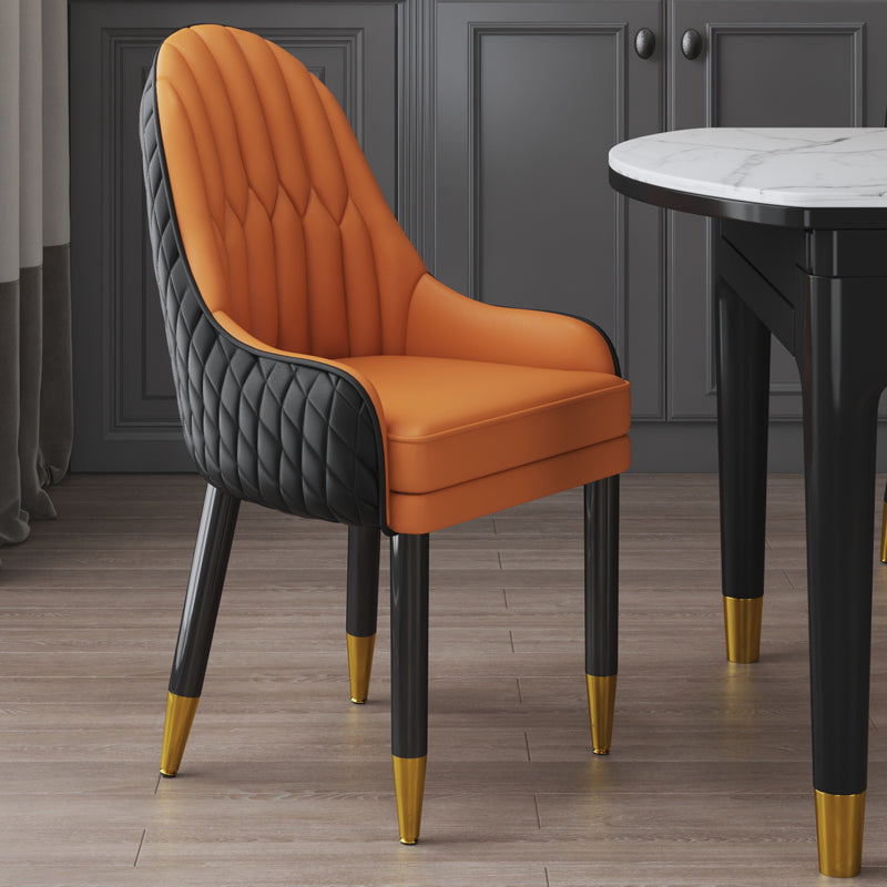 Sillón interior escandinavo tapizado con respaldo Parsons, silla de comedor de madera
