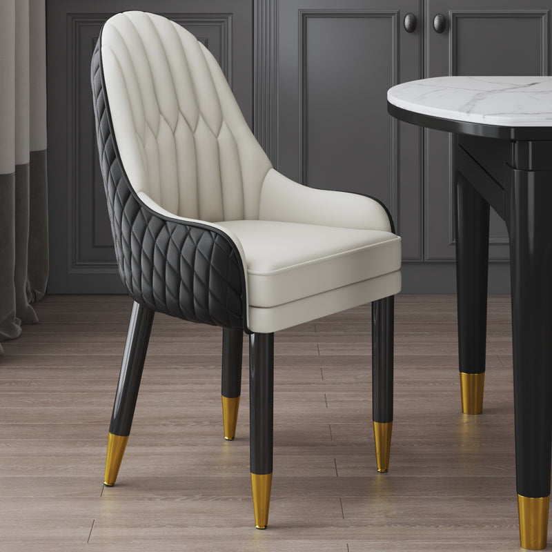 Sillón interior escandinavo tapizado con respaldo Parsons, silla de comedor de madera