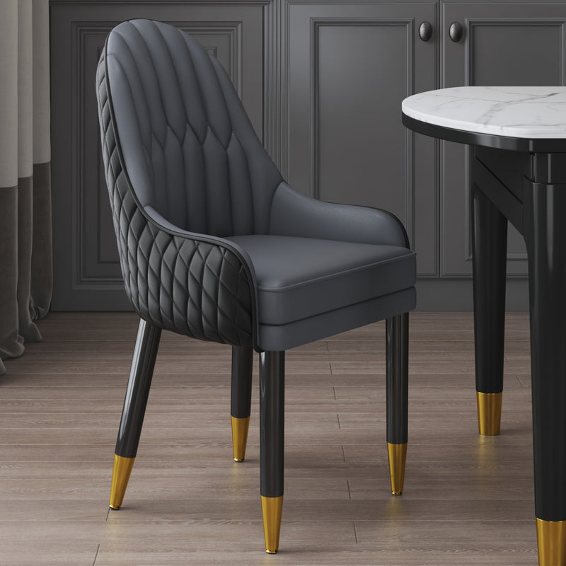 Sillón interior escandinavo tapizado con respaldo Parsons, silla de comedor de madera
