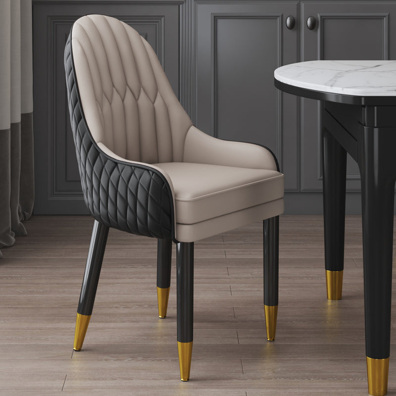Sillón interior escandinavo tapizado con respaldo Parsons, silla de comedor de madera
